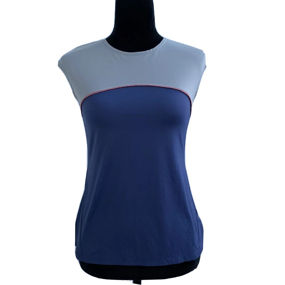 LIJA Top SMALL Twilight Tenacious Ladies‎ Tennis Stretch Gray Blue Pink Stripe